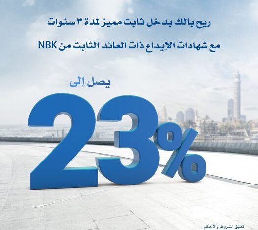 بعائد %23 يصرف شهريًا.. ننشر مزايا “شهادات الإيداع ذات العائد الثابت” من بنك NBK