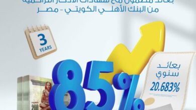 بعائد 85%.. مزايا شهادة الادخار لأجل 3 سنوات من البنك الأهلي الكويتي – مصر