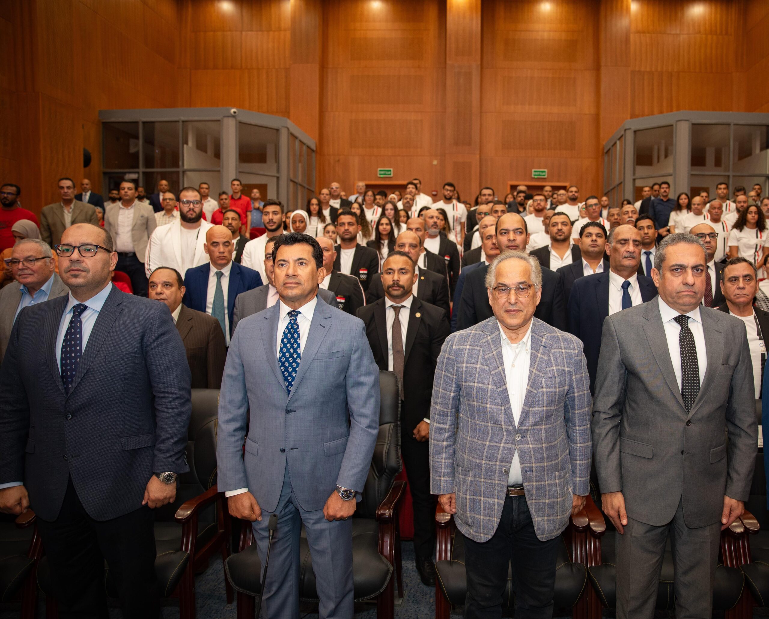 وفد من اللجنة الأولمبية والبارالمبية المصرية بالمدينة الاولمبية للإعلان عن زي بعثة مصر المشاركة في أولمبياد باريس