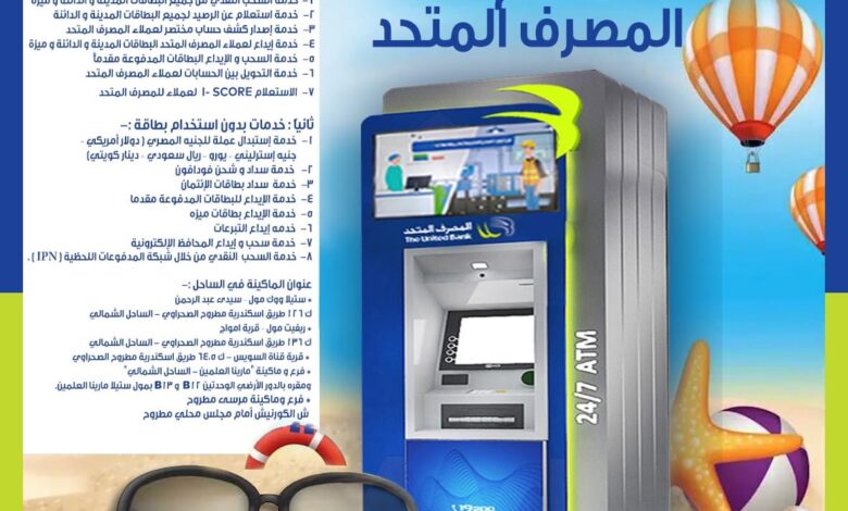المصرف المتحد يعلن عن أماكن ماكينات الـ ATM بالساحل الشمالي