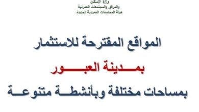 سعر المتر 250 جنيهًا.. طرح أراضٍ سكنية وتجارية وإدارية بنظام التخصيص الفورى بالعبور