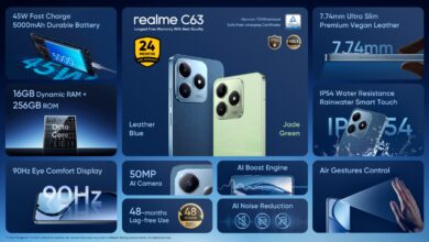 هاتف realme C63 يتميز بمواصفات متميزة وسعر مناسب وضمان مجاني لمدة 24 شهرًا