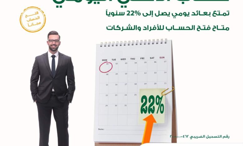 افتح “حساب الأهلي اليومي” في البنك الأهلي المصري واستمتع بعائد يومي يصل إلى 22%