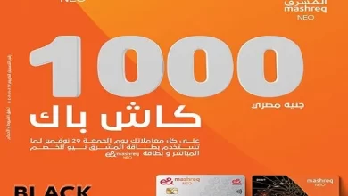 غدًا.. بنك المشرق يتيح 1000 جنيه كاش باك على مشتريات البلاك الفرايداي