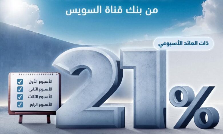 بنك قناة السويس يتيح شهادة Weekend Saver الادخارية بعائد ثابت يصل إلى 21% يصرف أسبوعيا