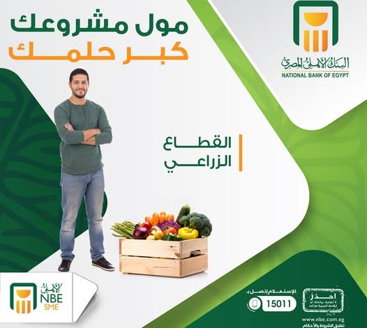 البنك الأهلي المصري يتيح تمويل القطاع الزراعي بأسعار فائدة تنافسية