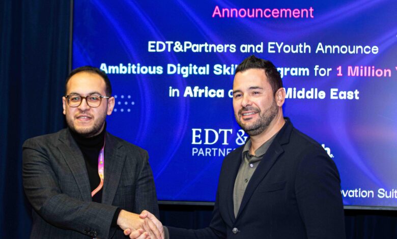 EDT&Partners العالمية تبرم شراكة مع Eyouth المصرية الناشئة لتطوير المهارات الرقمية لمليون شاب في إفريقيا والشرق الأوسط باستثمارات 6 ملايين دولار