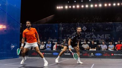 مصطفى عسل ونوران جوهر يتأهلان للدور نصف نهائي بطولة بالم هيلز المفتوحة للإسكواش