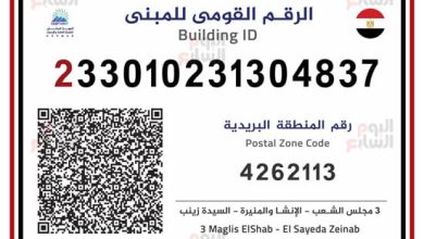 ننشر أول صورة للرقم القومي الموحد للعقارات 