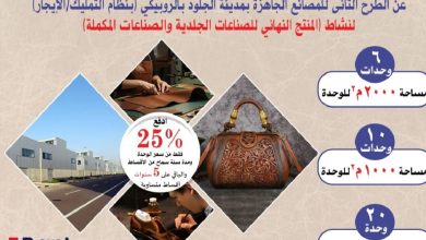 طرح 36 مصنعًا كامل التجهيزات لمنتجات الجلود بالروبيكي