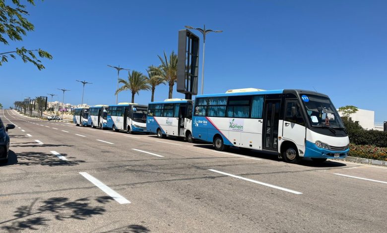 «العلمين الجديدة» تطلق التشغيل التجريبي لخطوط النقل الداخلي.. وتسهيلات لحركة المصطافين والطلاب «العلمين الجديدة» تطلق التشغيل التجريبي لخطوط النقل الداخلي.. وتسهيلات لحركة المصطافين والطلاب