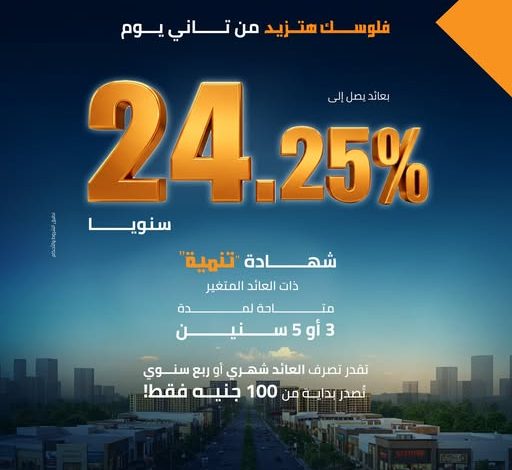 بنك التنمية الصناعية يطرح شهادة “تنمية” بعائد 24.25% بنك التنمية الصناعية يطرح شهادة “تنمية” بعائد 24.25%