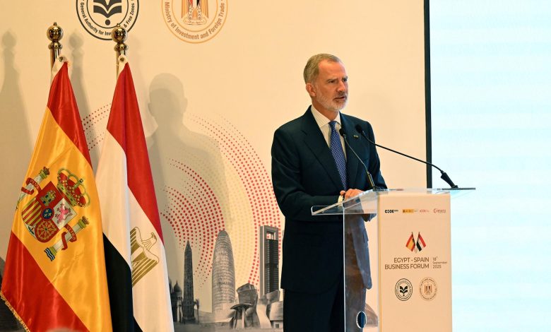 ملك إسبانيا: 60 شركة إسبانية تعمل في مصر.. ونطمح لمستقبل مشترك قائم على الاستثمار والابتكار ملك إسبانيا: 60 شركة إسبانية تعمل في مصر.. ونطمح لمستقبل مشترك قائم على الاستثمار والابتكار