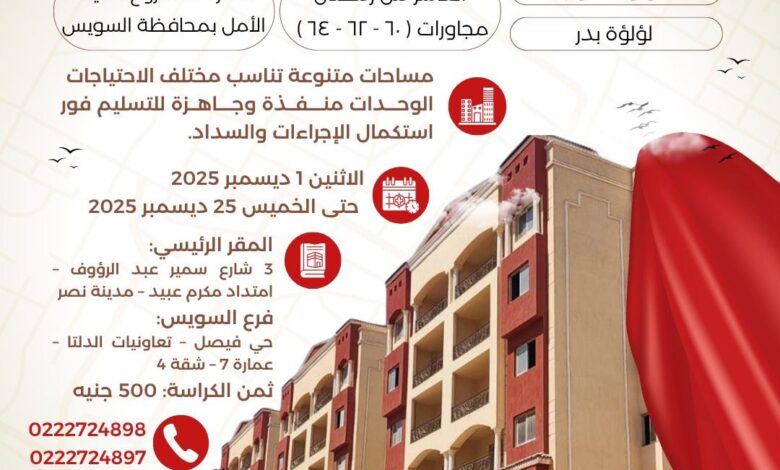 “تعاونيات البناء” تطرح 253 وحدة سكنية جاهزة للتسليم في 6 مدن جديدة “تعاونيات البناء” تطرح 253 وحدة سكنية جاهزة للتسليم في 6 مدن جديدة