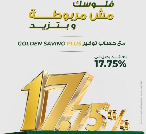 البنك العربي الأفريقي يعلن عن مزايا حساب Golden Saving Plus بعائد يصل إلى 17.75% البنك العربي الأفريقي يعلن عن مزايا حساب Golden Saving Plus بعائد يصل إلى 17.75%