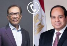 السيسي يتلقى اتصالًا من رئيس وزراء ماليزيا لتهنئته بجهود مصر في وقف الحرب بغزة