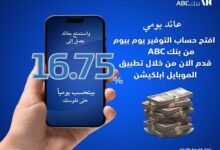 بعائد يومي 16.75%.. تفاصيل ومزايا حساب التوفير “يوم بيوم”  من بنك ABC 