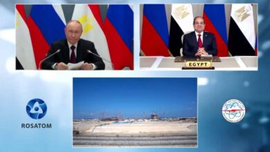 السيسي وبوتين يشاركان في مراسم تركيب وعاء ضغط المفاعل الأول بمحطة الضبعة النووية