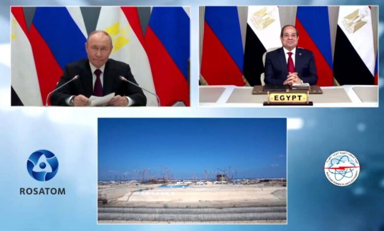 السيسي وبوتين يشاركان في مراسم تركيب وعاء ضغط المفاعل الأول بمحطة الضبعة النووية