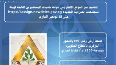 عاجل.. طرح قطعتي أرض للاستثمار بزايد الجديدة على مساحة 35 مليون متر مربع عاجل.. طرح قطعتي أرض للاستثمار بزايد الجديدة على مساحة 35 مليون متر مربع