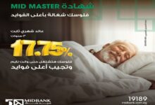 ميدبنك يطرح شهادة ادخار «ميد ماستر» بعائد شهري ثابت 17.75%