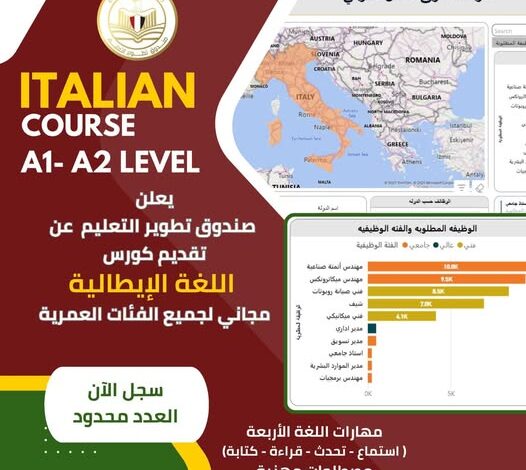 “صندوق تطوير التعليم” يعلن إطلاق برنامج مجاني لتعلم اللغة الإيطالية لتأهيل الشباب لسوق العمل الدولي