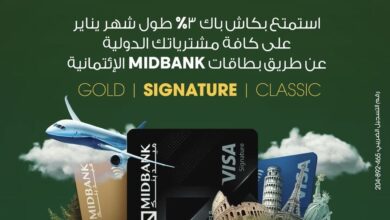 ميدبنك يقدم 3% كاش باك على المشتريات الدولية خلال يناير 2026
