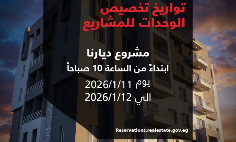 منصة مصر العقارية تعلن مواعيد تخصيص الوحدات السكنية بالمشروعات المطروحة