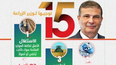 وزير الزراعة يوجّه بتشغيل المشروعات المتوقفة ودعم الفلاحين والتصدي للتغيرات المناخية