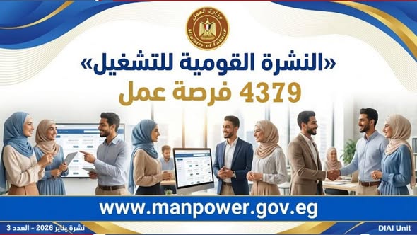 37 شركة توفر4397 فرصة عمل جديدة في 12 محافظة خلال فبراير 2026 37 شركة توفر4397 فرصة عمل جديدة في 12 محافظة خلال فبراير 2026