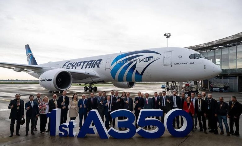 وصول أول طائرة إيرباص A350-900 إلى أسطول مصر للطيران وتشغيلها بوقود الطيران المستدام