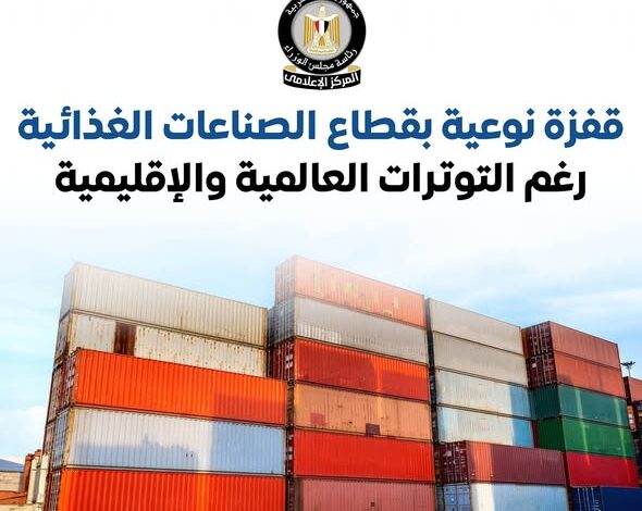 قفزة نوعية بـ 43.2%.. صادرات الصناعات الغذائية تتجاوز 6 مليارات دولار قفزة نوعية بـ 43.2%.. صادرات الصناعات الغذائية تتجاوز 6 مليارات دولار